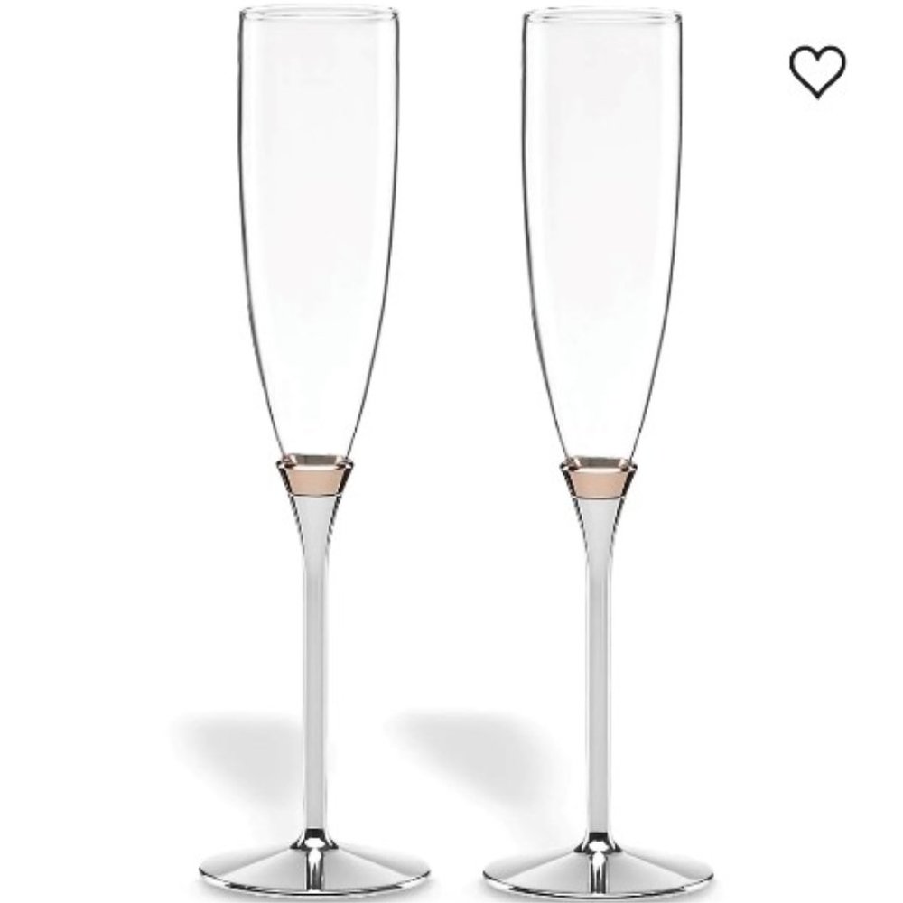 KATE SPADE NEW YORK - Rosy Glow™ 2-Piece Champagne Flute Set - Silver Plate